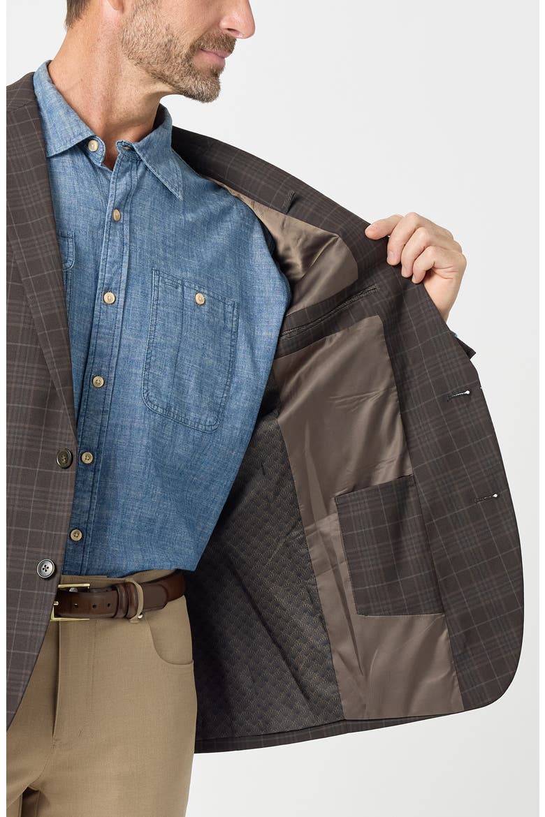 Plaid Slim Fit Stretch Sport Coat, Alternate, color, BROWN/ TAUPE