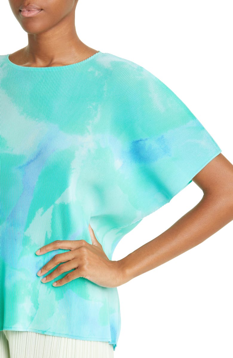 Pleats Please Issey Miyake Shore Mist Pleated Top, Alternate, color, 