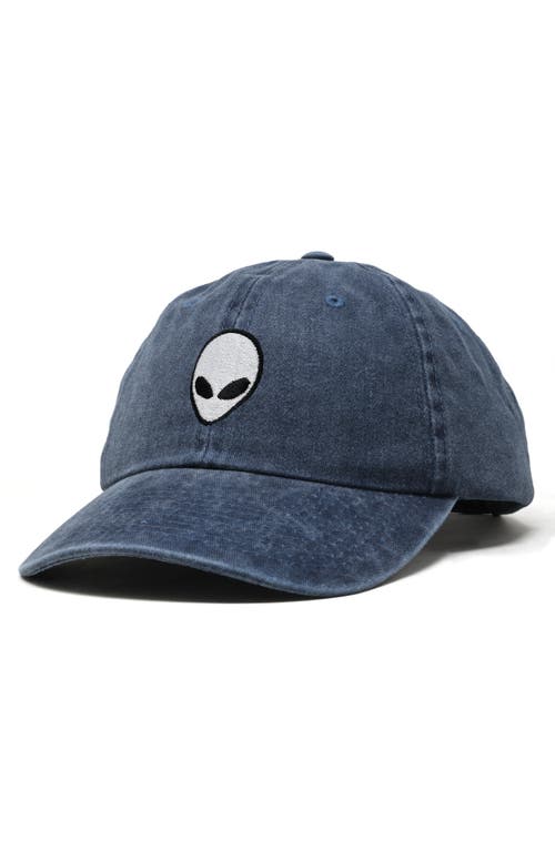 Dalix Alien Embroidered Classic Dad Cap In Washed Navy Blue
