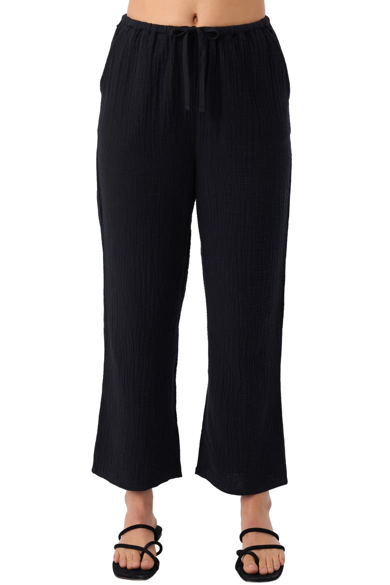 Brenda Cotton Gauze Wide Leg Pants, Alternate, color, BLACK