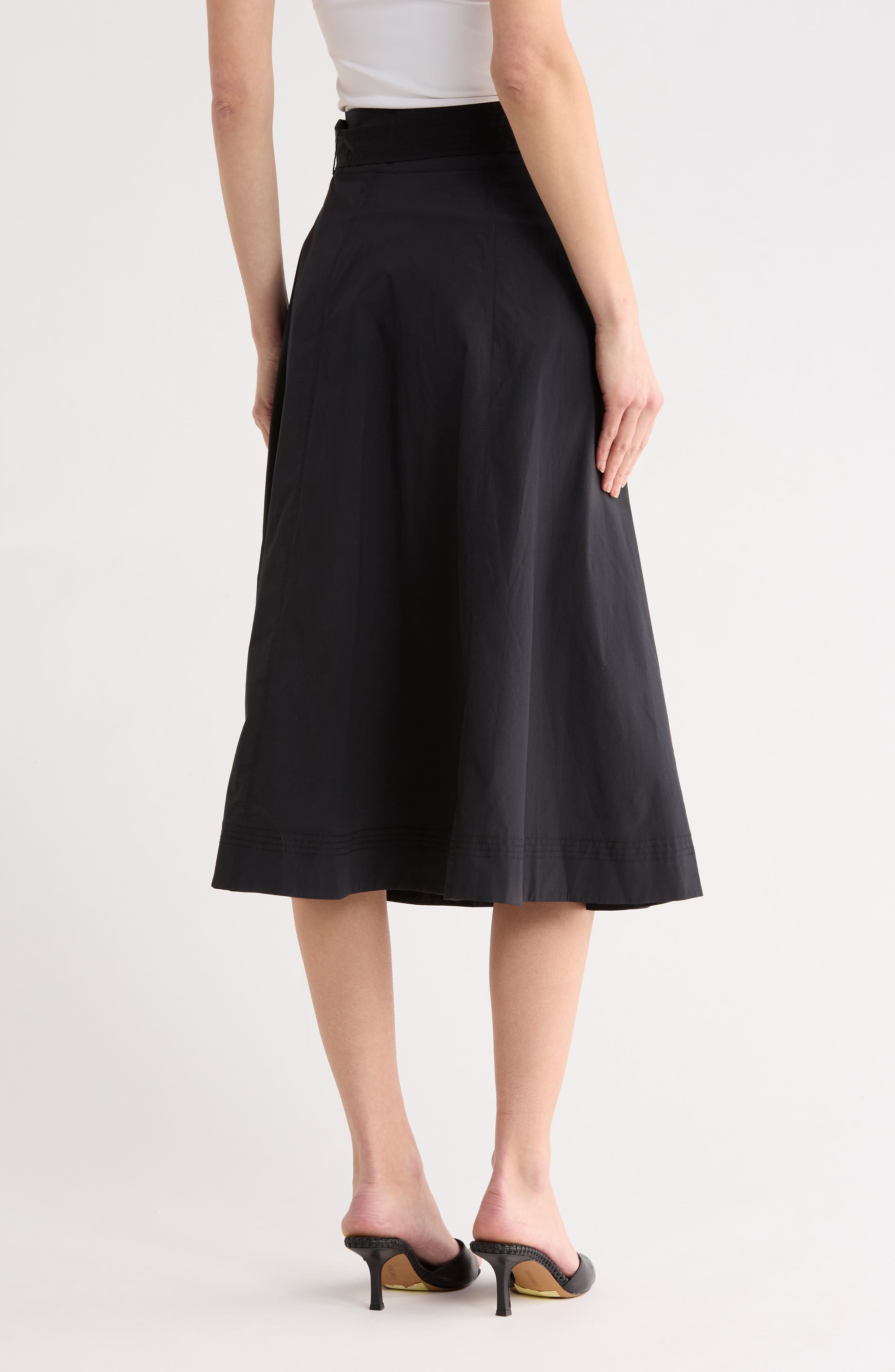Facia Belted Stretch Cotton Skirt - image 2