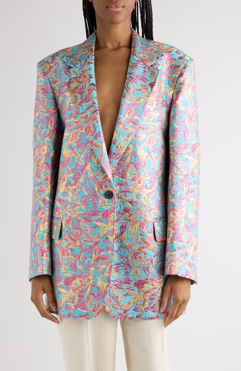 Floral Jacquard Lamé Blazer