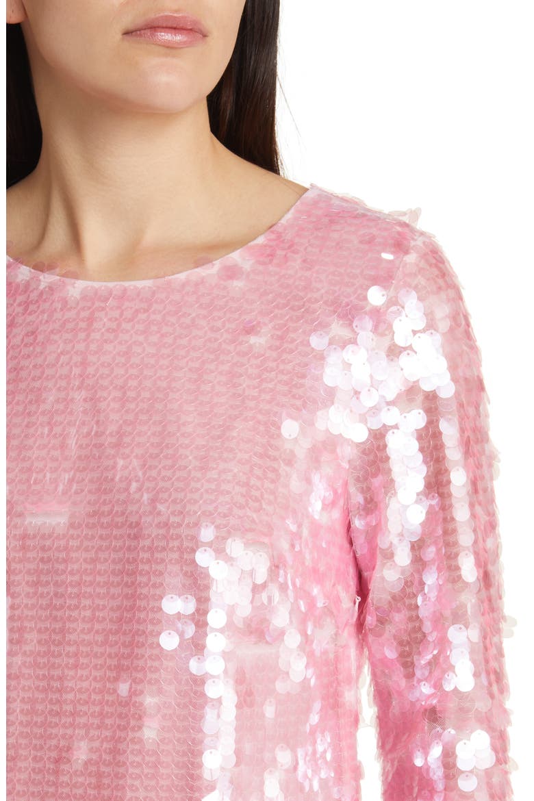 Annabella Sequin Long Sleeve Minidress, Alternate, color, SHEER PINK