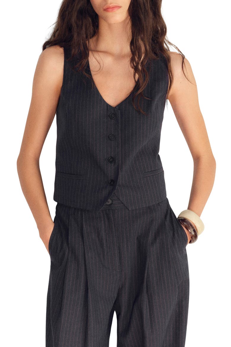 Cotton & Linen Suit Vest, Main, color, NAVY