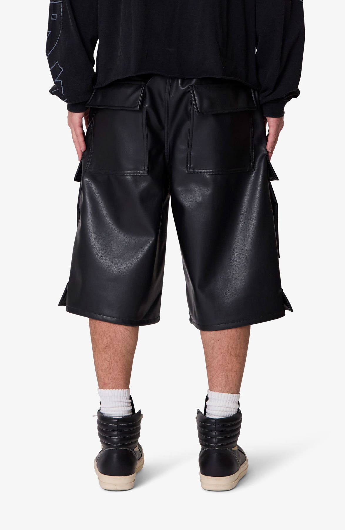 Faux Leather Rave Cargo Shorts - image 2