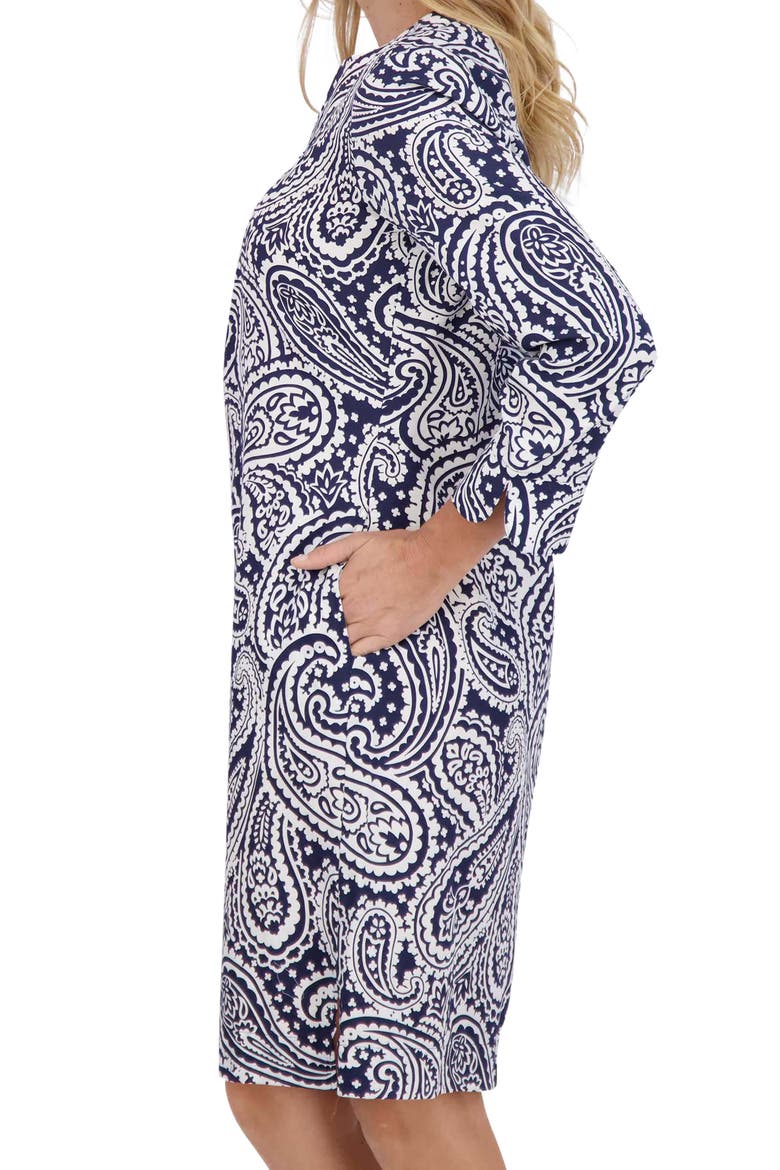 Vena Paisley Long Sleeve Shift Dress, Alternate, color, NAVY/ WHITE
