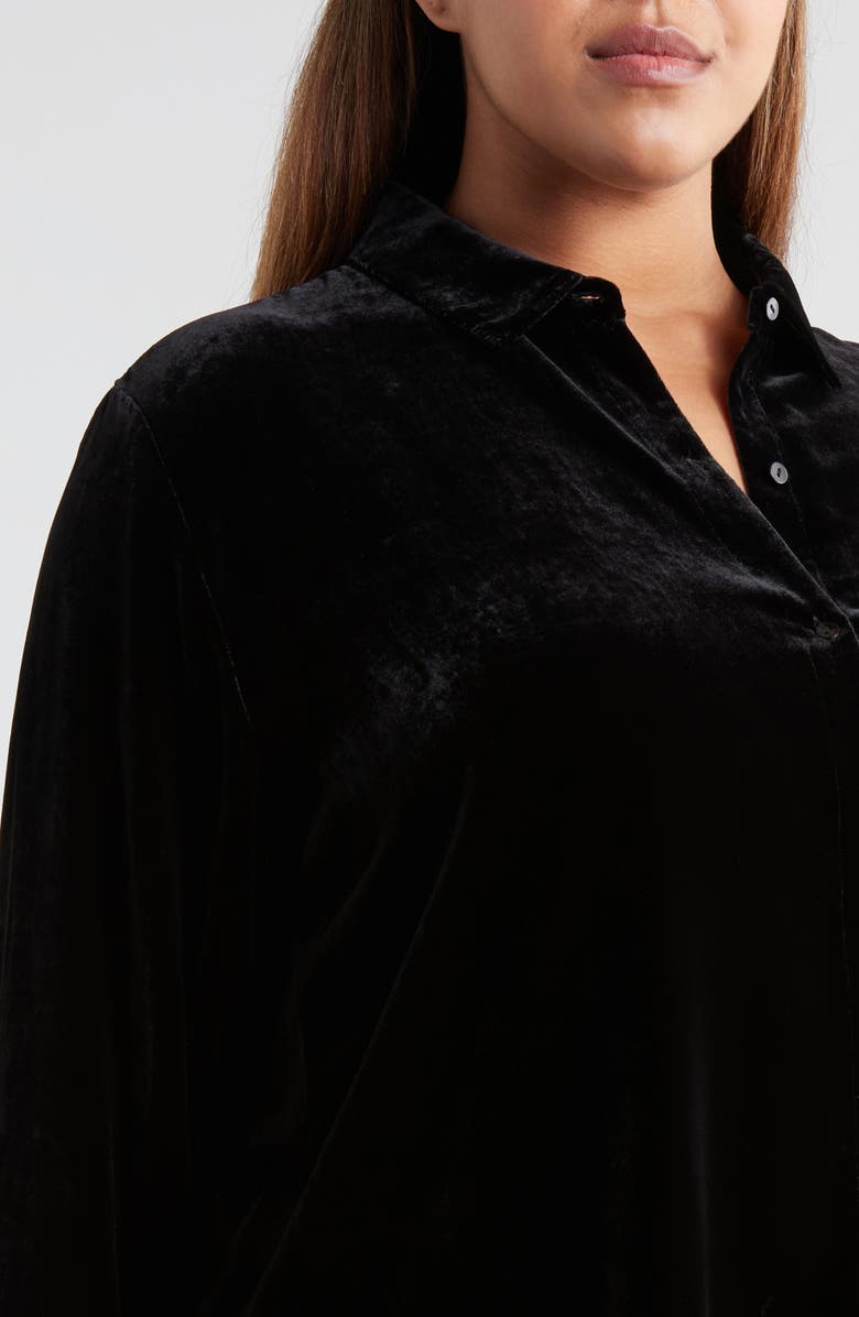 Eileen Fisher Easy Relaxed Fit Velvet Button-Up Shirt, Alternate, color, 