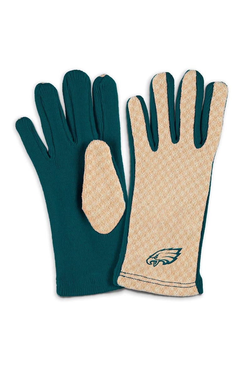Women's WEAR by Erin Andrews Philadelphia Eagles Tonal Microcheck Scarf & Glove Set, Alternate, color, Tan