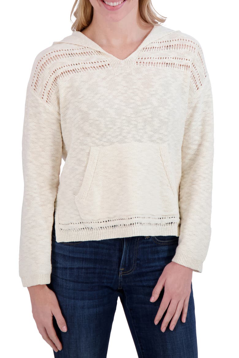 Baja Knit Sweater Hoodie, Main, color, NATURAL COMBO