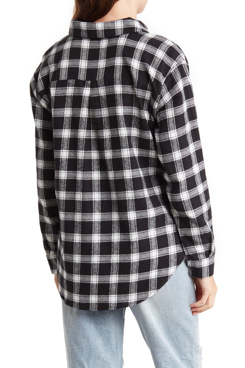 Oversized Plaid Shirt, Alternate, color, BLACK- WHITE ALKI PLAID