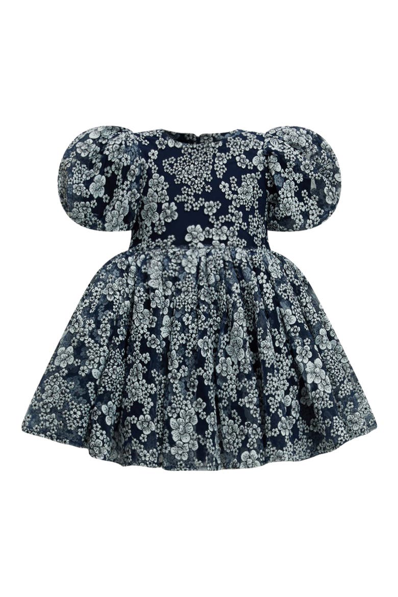 Kids' Roisin Floral Puff Sleeve Party Dress, Main, color, NAVY FLORAL