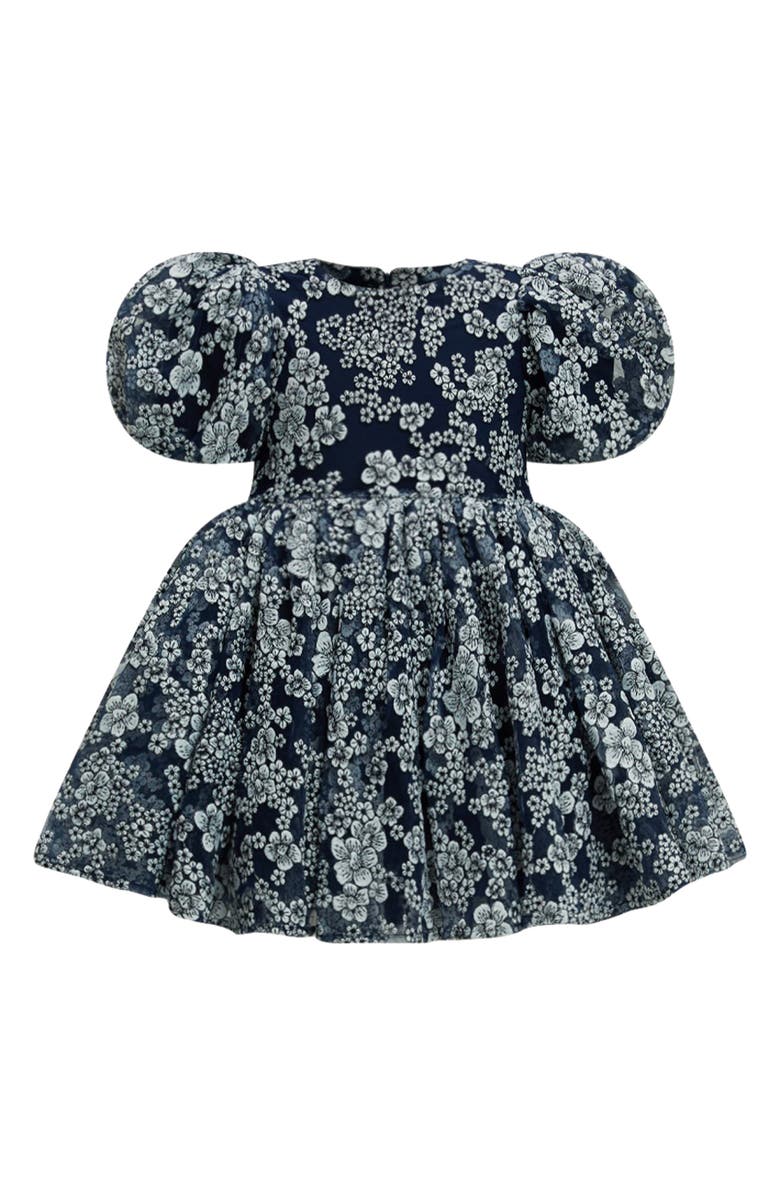 Bardot Junior Kids' Roisin Floral Puff Sleeve Party Dress, Main, color, Navy Floral