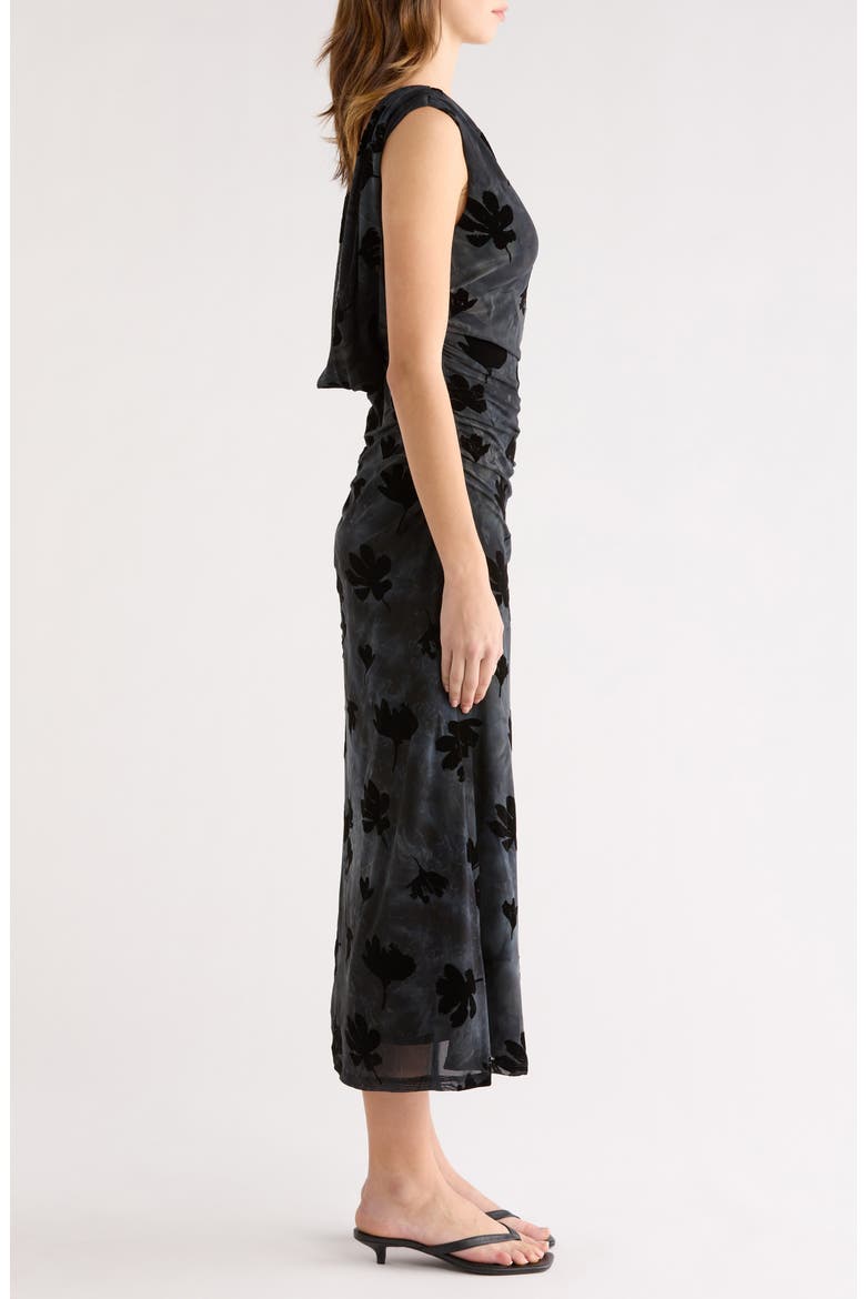Tionne Burnout Midi Dress, Alternate, color, TEAL BLACK