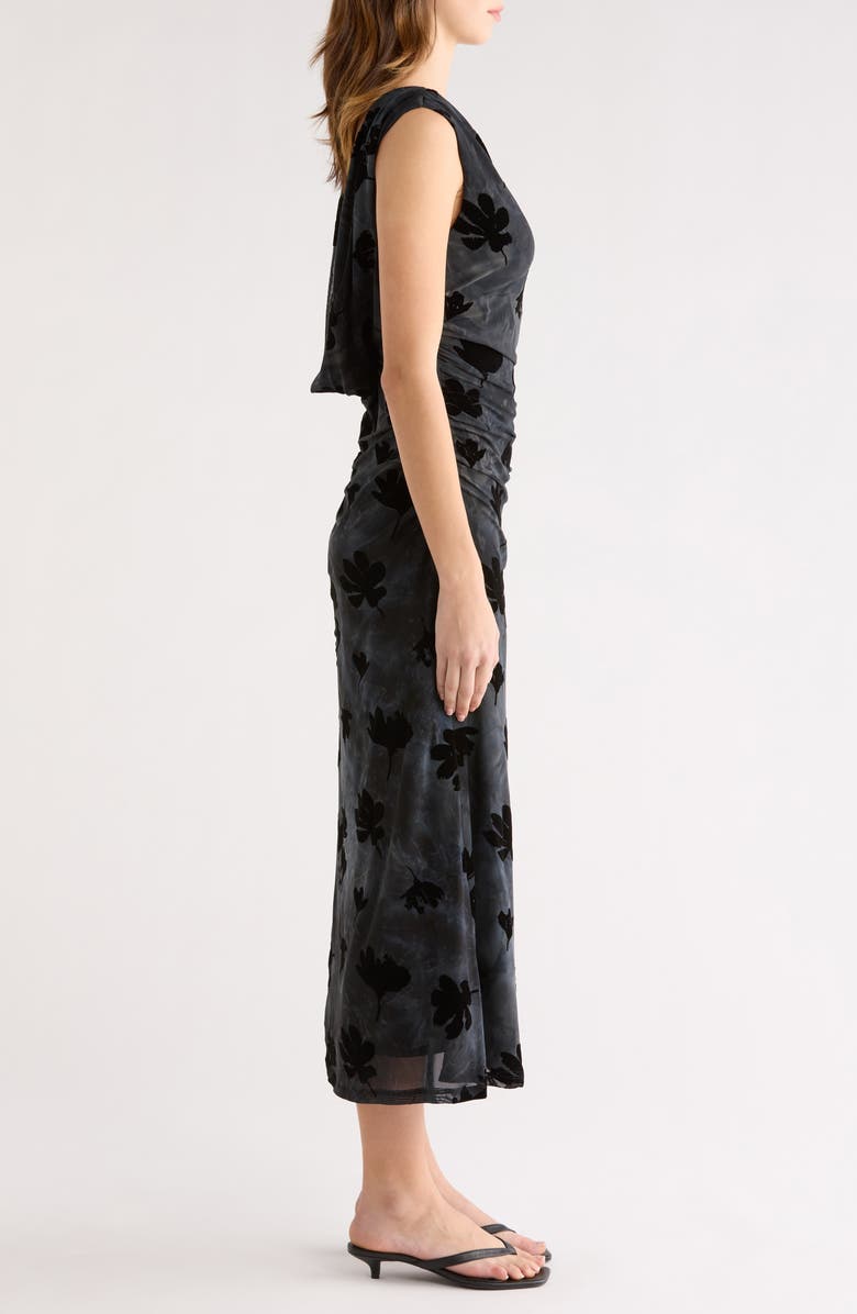 ASTR the Label Tionne Burnout Midi Dress, Alternate, color, Teal Black