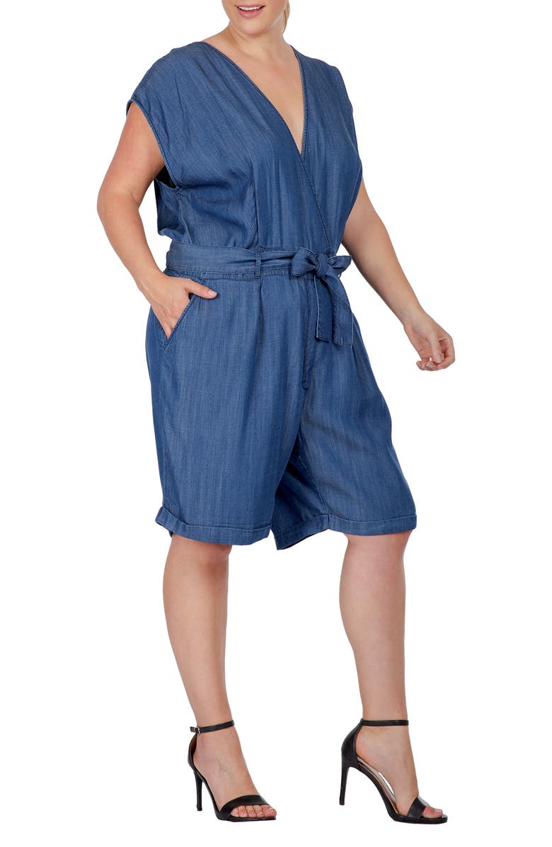 Standards & Practices V-Neck Romper, Alternate, color, 3235Indigo