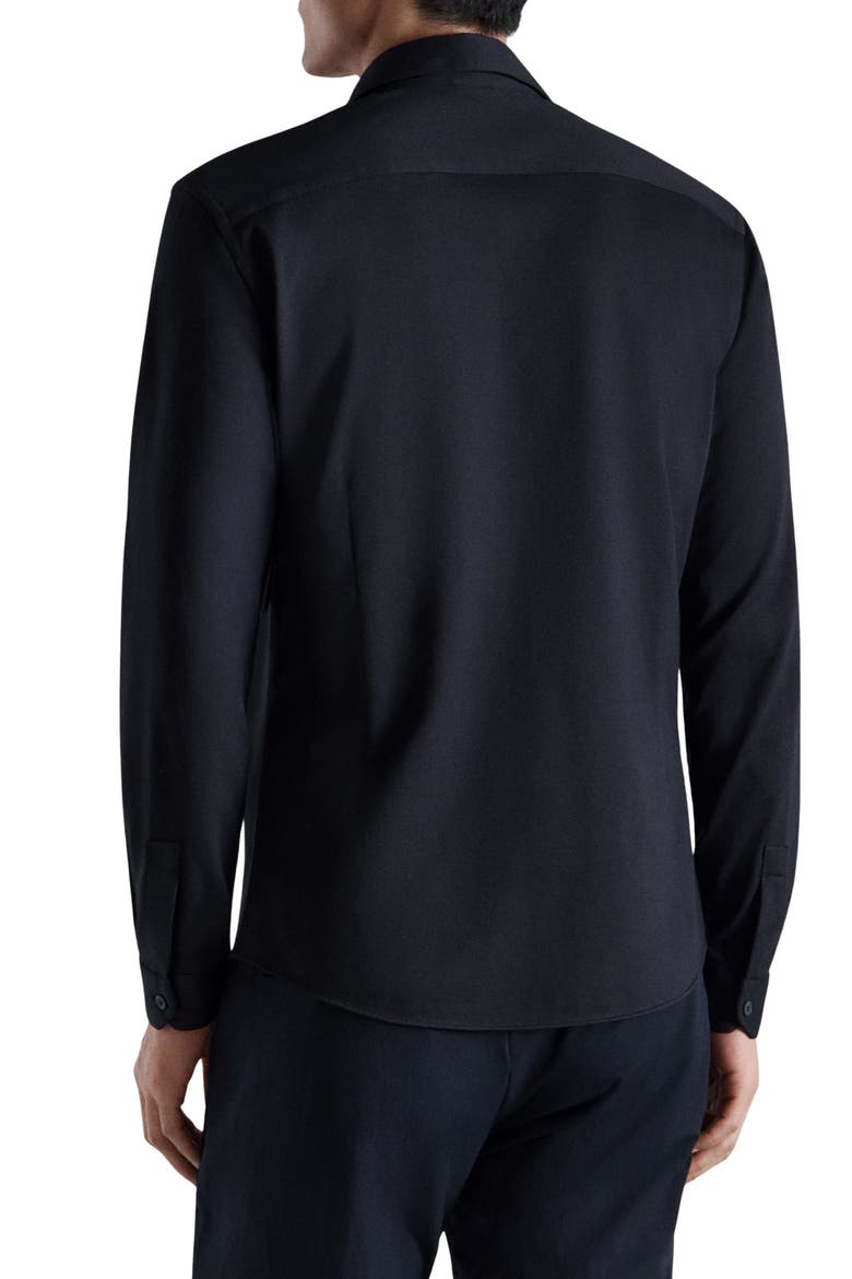 Slim Fit Cotton Blend Button-Up Shirt, Alternate, color, NAVY