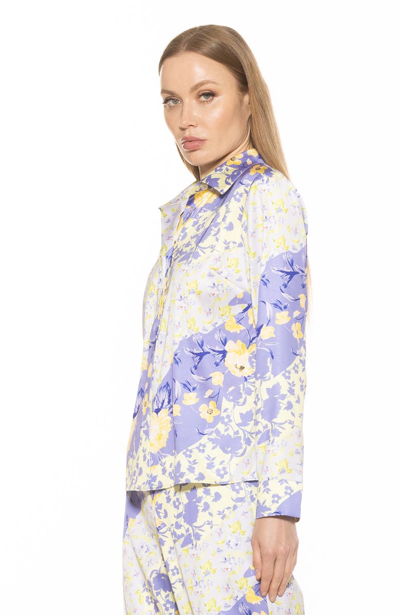 Alexia Admor Ginger Floral Button-Up Shirt, Alternate, color, Lilac Floral