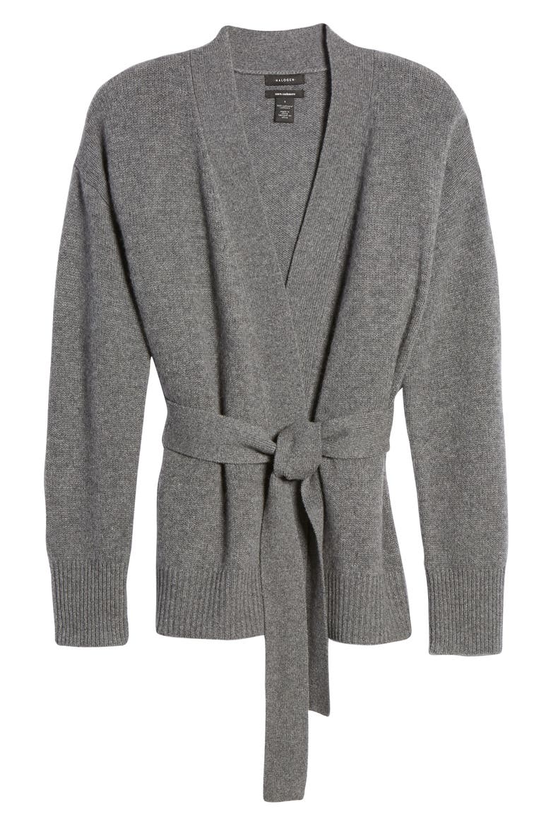 Wrap Cashmere Cardigan, Alternate, color, GREY DARK HEATHER