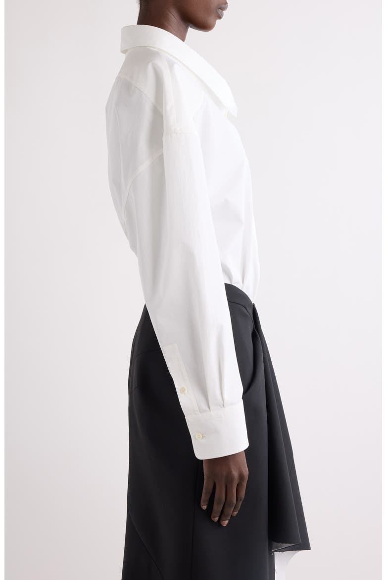 Wide Collar Cotton Poplin Button-Up Shirt, Alternate, color, WHITE