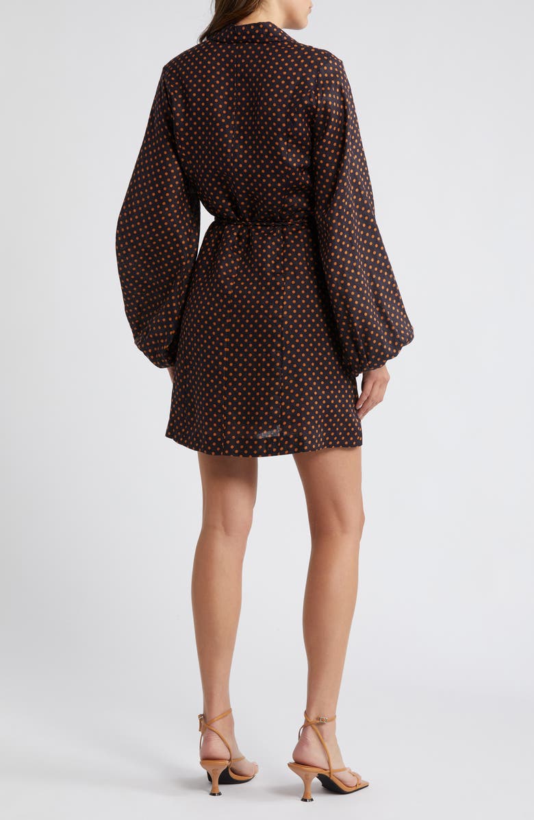 Faithfull the Brand Rae Tie Belt Long Sleeve Linen Mini Shirtdress, Alternate, color, 