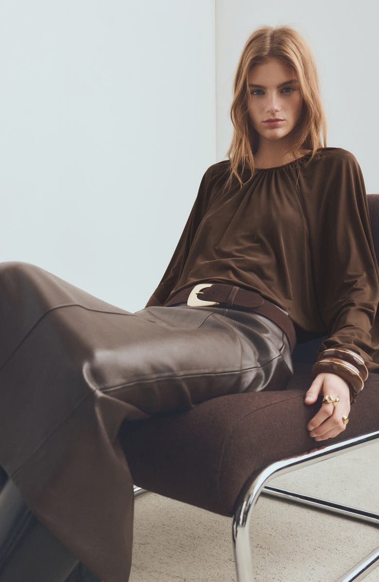 MANGO Gadea Knit Top, Alternate, color, Brown