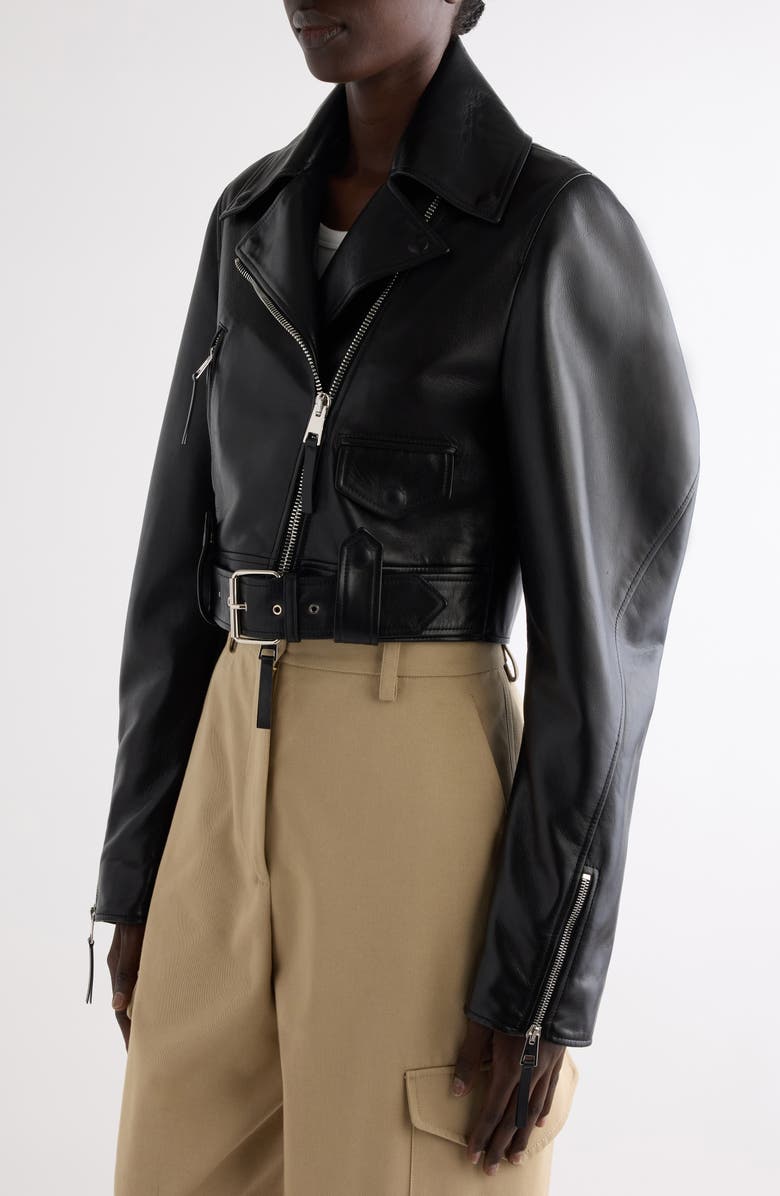 Givenchy Cocoon Crop Biker Jacket, Alternate, color, Black