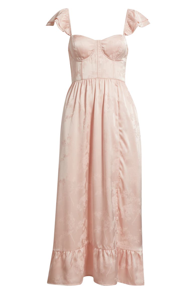 Flutter Sleeve Embossed Satin Sundress, Alternate, color, LIGHT PINK