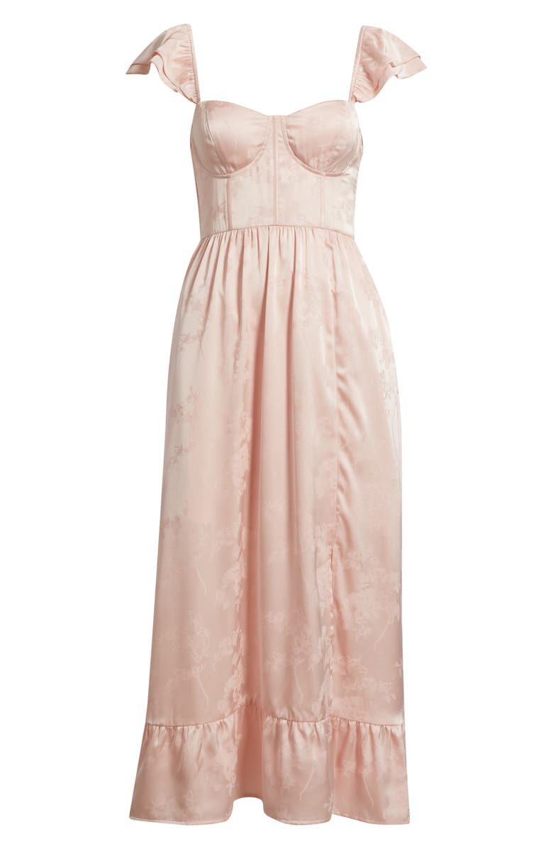 ZOE AND CLAIRE Flutter Sleeve Embossed Satin Sundress, Alternate, color, Light Pink