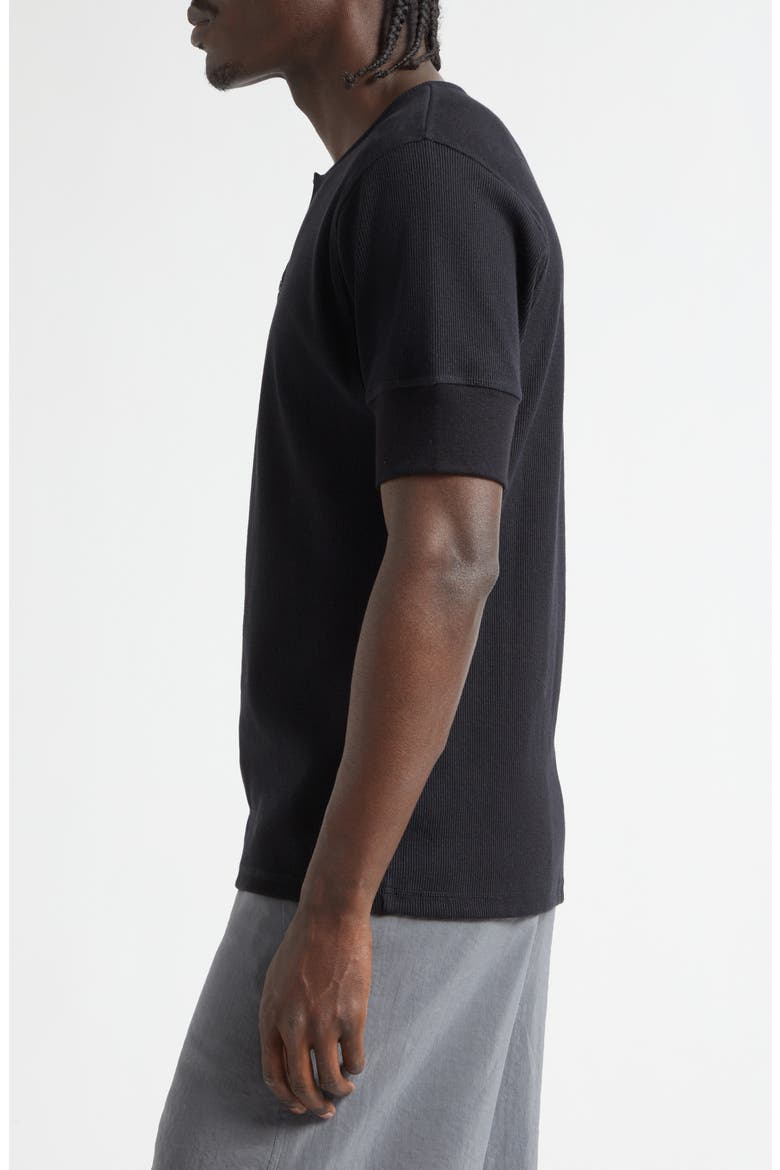 Cotton & Linen Blend Rib Henley, Alternate, color, BLACK