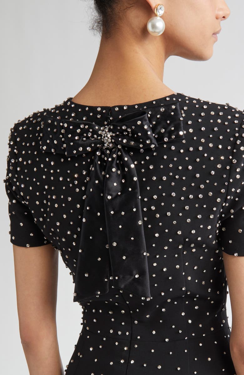 Carolina Herrera Crystal Embellished Stretch Crepe Column Gown, Alternate, color, Black