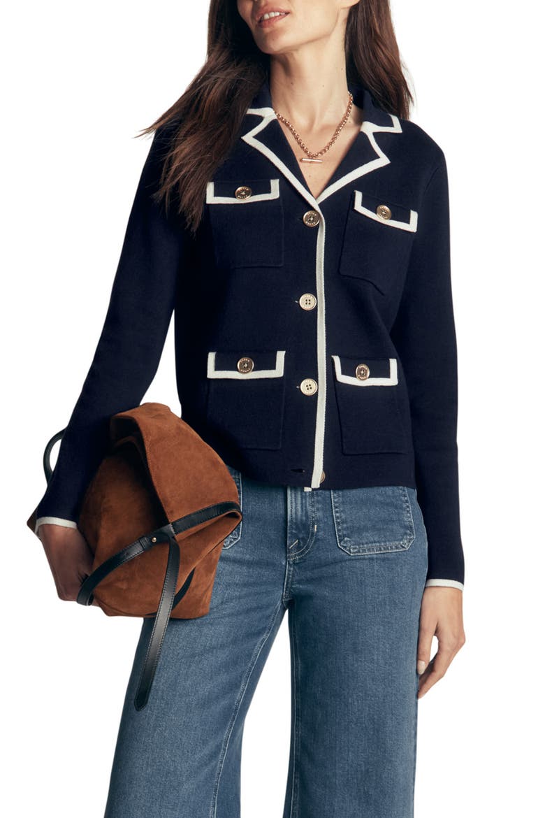 Phoebe Collared Cardigan, Main, color, NAVY