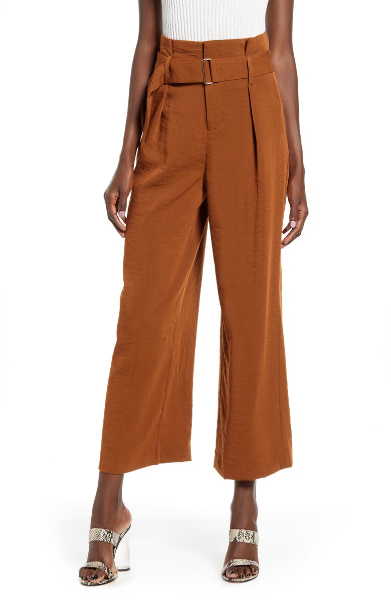 J.O.A. Pleated Wide Leg Crop Trousers, Main, color,
