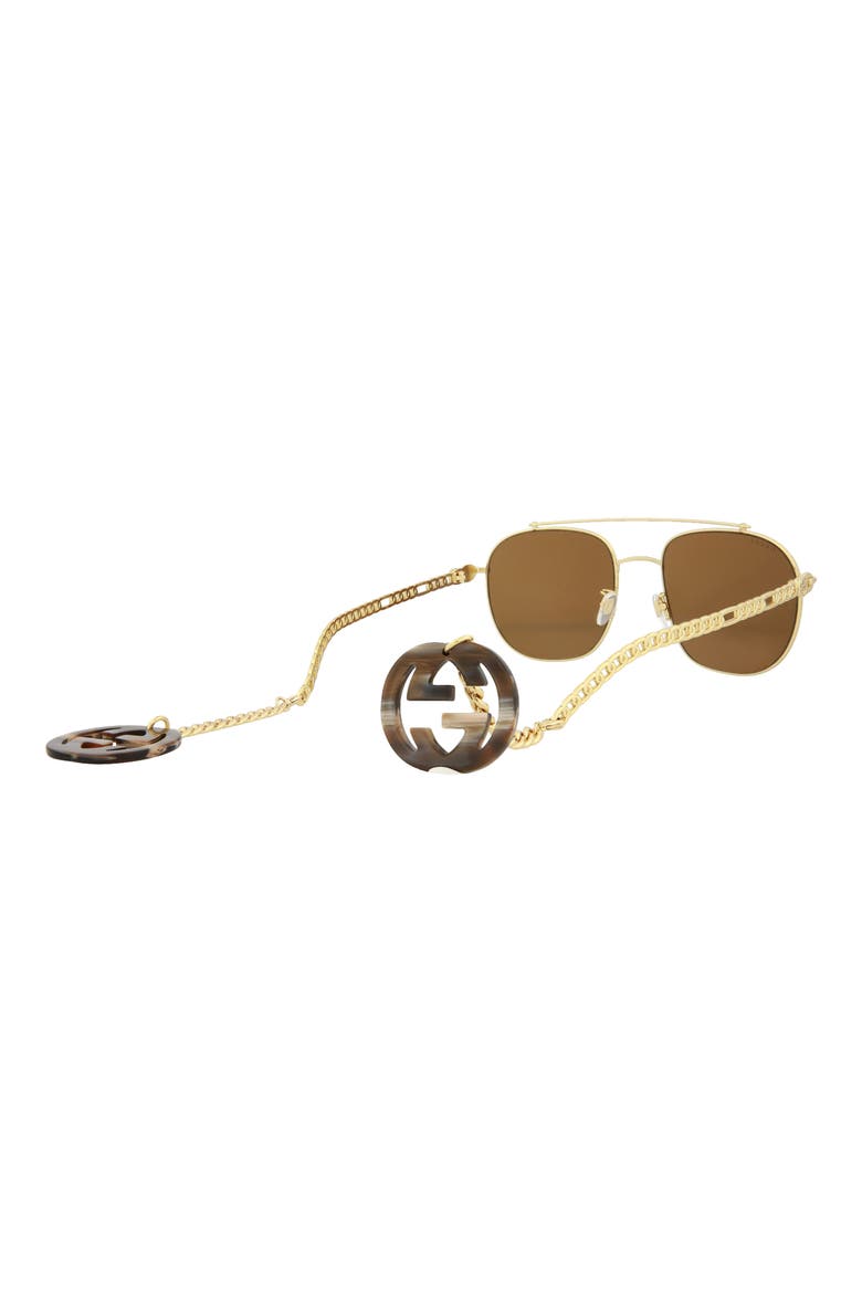 58mm Aviator Sunglasses, Alternate, color, GOLD GOLD BROWN