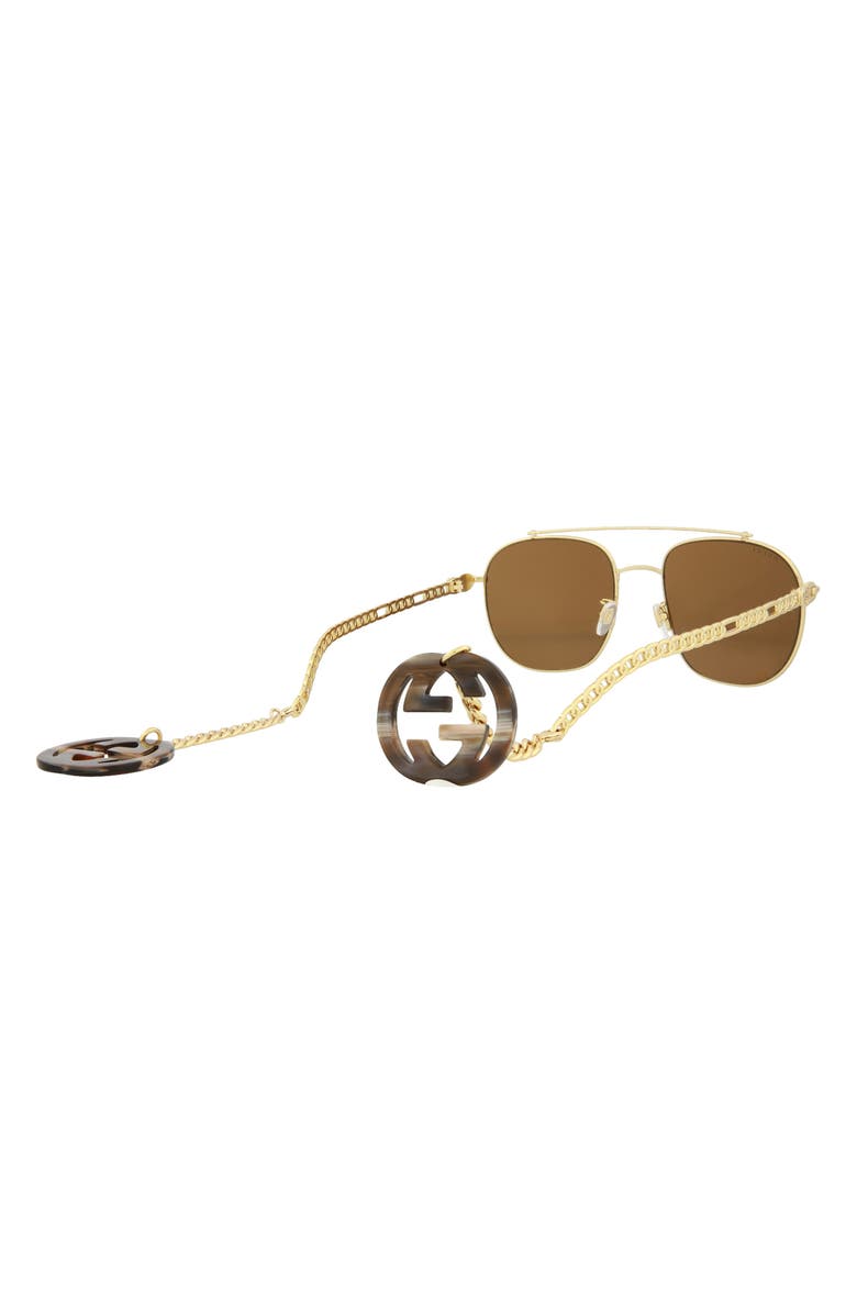 Gucci 58mm Aviator Sunglasses, Alternate, color, 