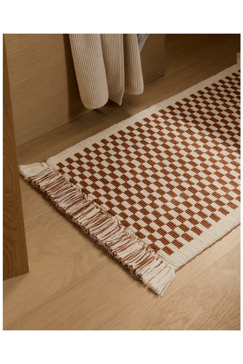 Checkered Bath Rug, Alternate, color, NATURAL AND TOBACCO