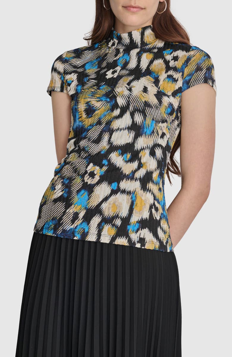 DKNY Abstract Print Rib Top, Main, color,