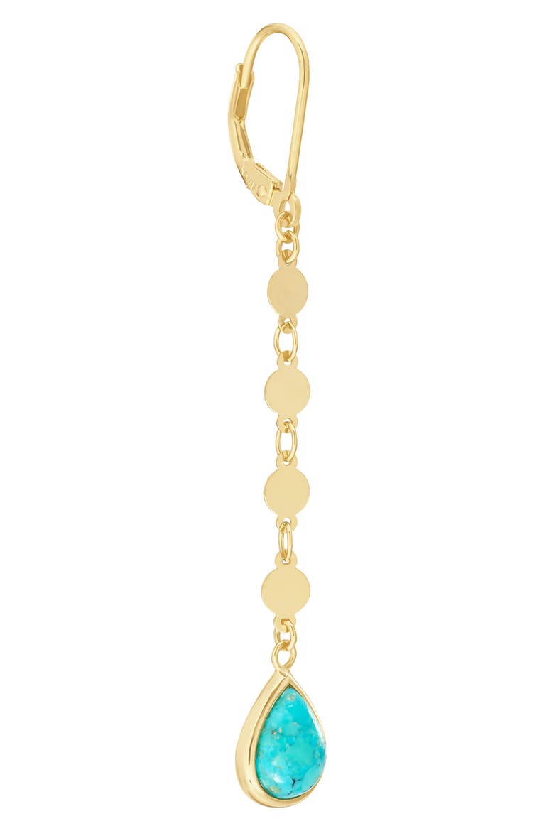 Flat Disc Turquoise Drop Earrings, Alternate, color, TURQUOISE/ GOLD