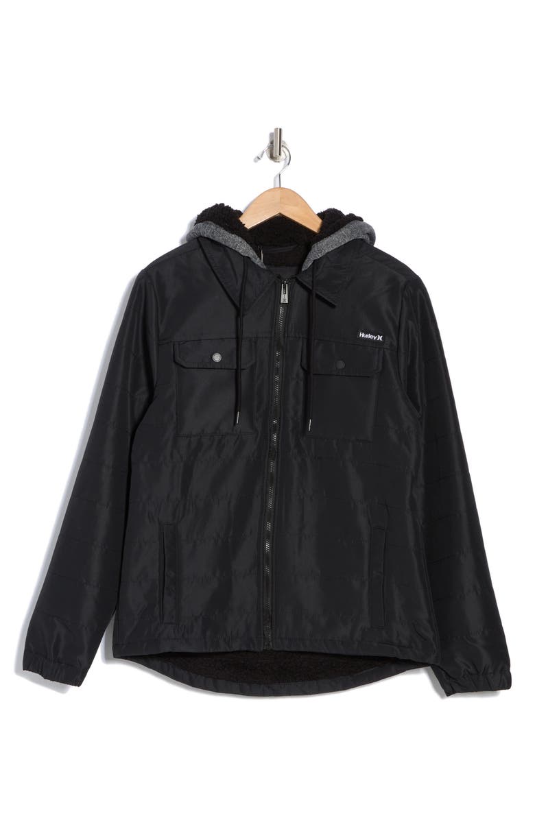 Hurley Ostro Fleece Lined Hooded Jacket, Alternate, color, Black