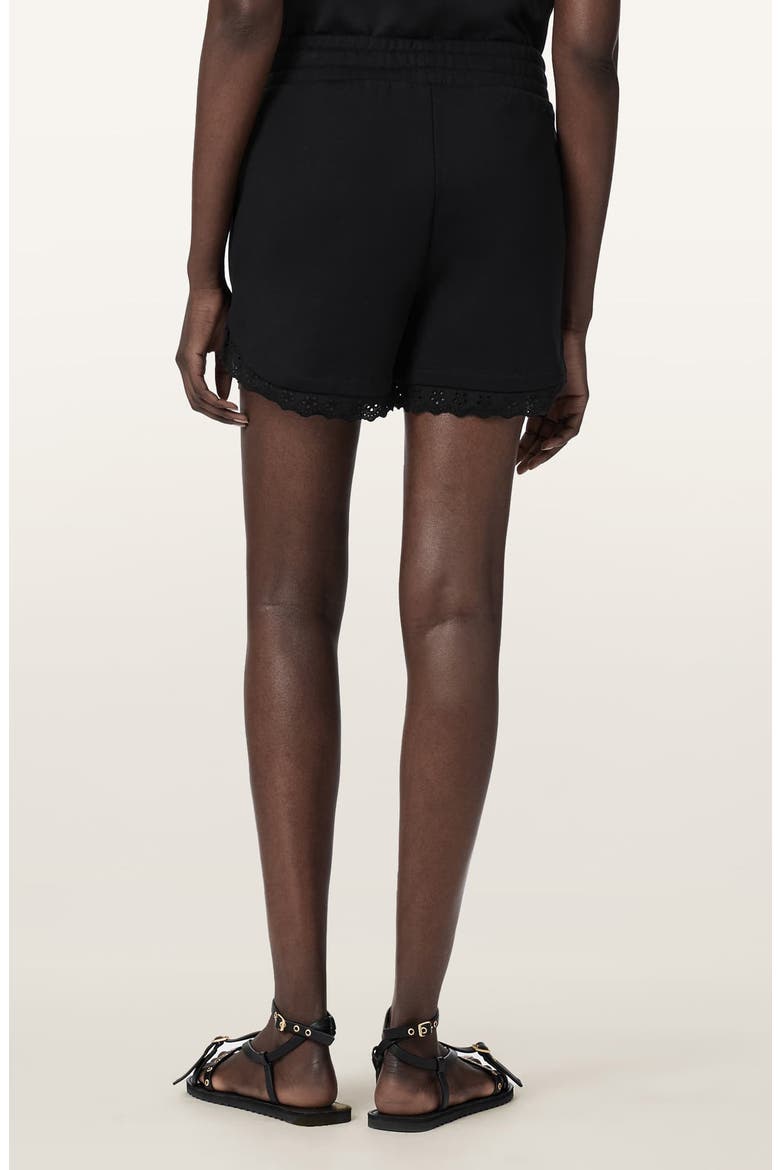 Lele Eyelet Trim Cotton Shorts, Alternate, color, BLACK
