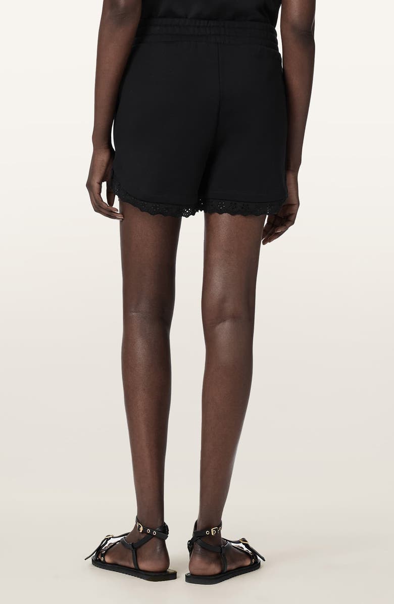 AllSaints Lele Eyelet Trim Cotton Shorts, Alternate, color, Black