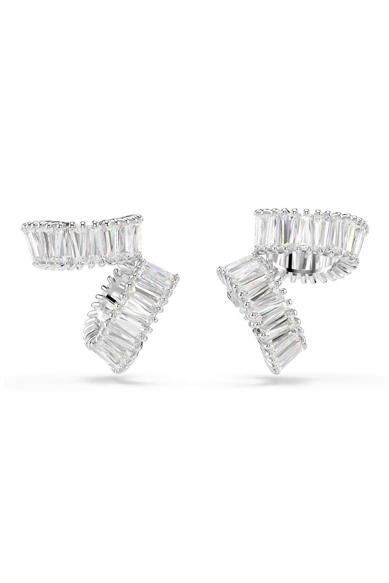 x Ariana Grande Baguette Cubic Zirconia Cuff Earrings, Main, color, WHITE/ SILVER