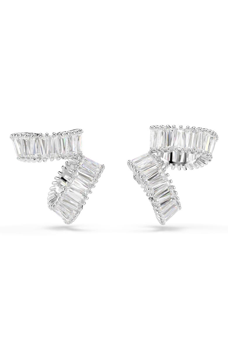 Swarovski x Ariana Grande Baguette Cubic Zirconia Cuff Earrings, Main, color, White/ Silver