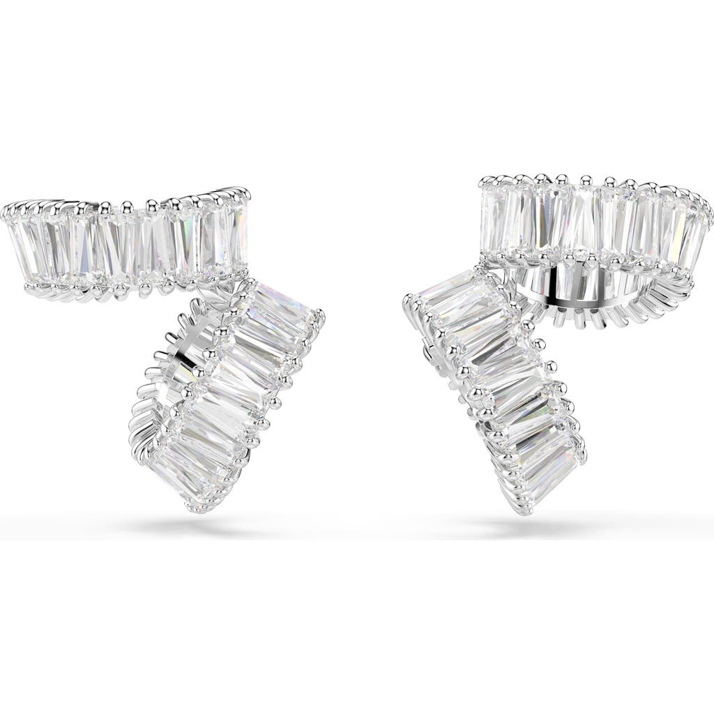 Swarovski Ariana Grande Crystal Baguette Ear Cuffs In White/silver