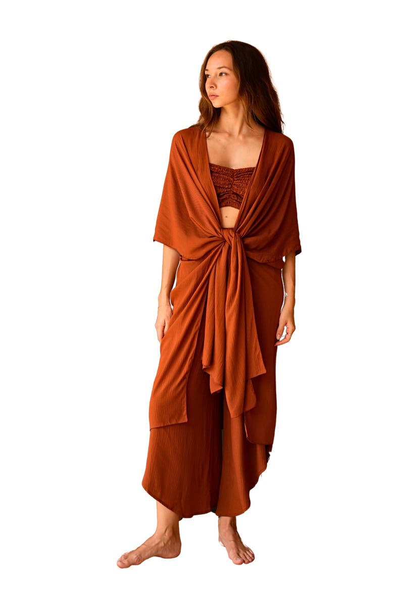 Kaia Flowy Wrap Duster, Main, color, Orange