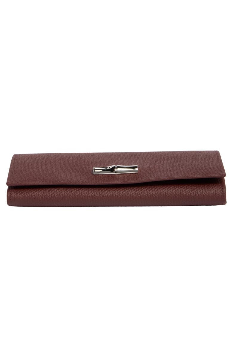 Longchamp Pebble Grain Leather Flap Wallet, Alternate, color, Burgundy