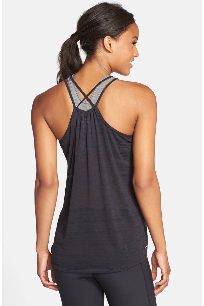 'Cool Breeze' Dri-FIT Strappy Running Tank, Alternate, color, BLACK