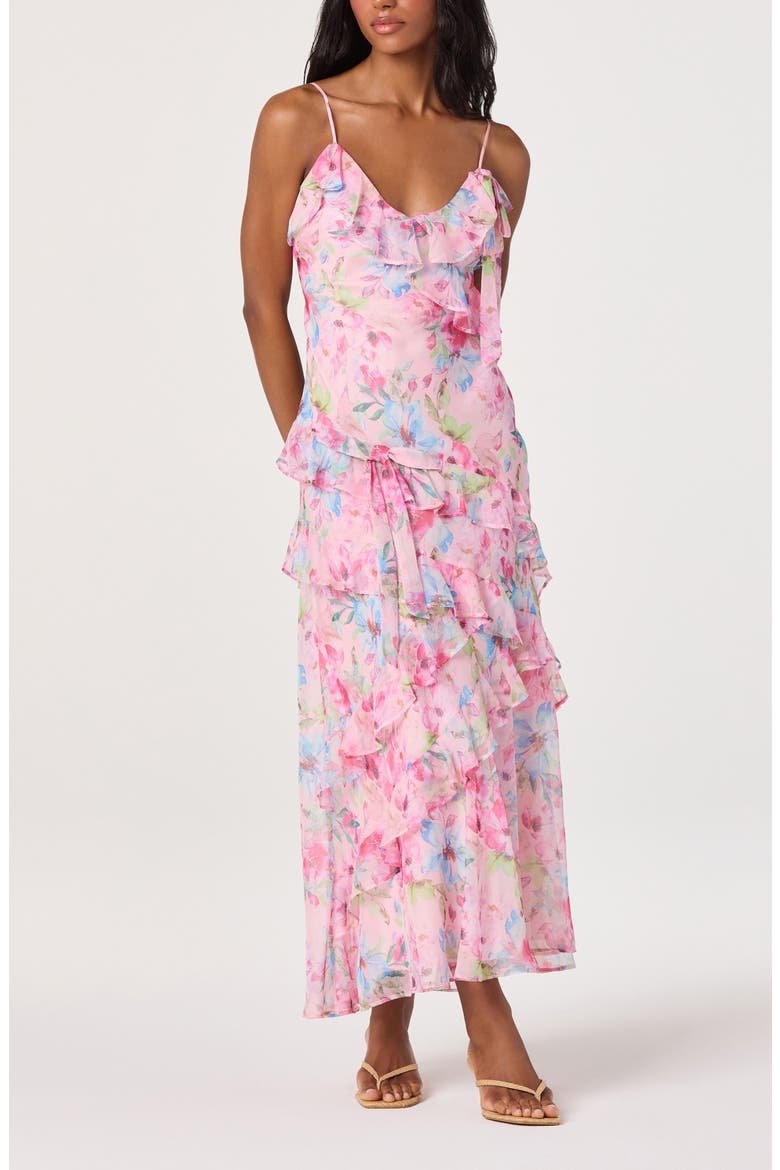 Amiya Ruffle Maxi Dress, Alternate, color, PINK MULTI FLORAL