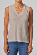 Franne Golde Slub Jersey V-Neck Sleeveless Tank