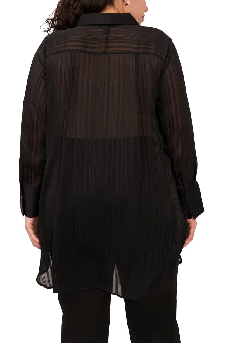 Stripe Button-Up Tunic Top, Alternate, color, RICH BLACK