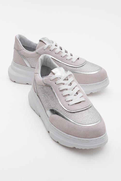 Forever & Always Shoes Polly Rhinestone Suede Leather Platform Sneakers In Pink Suede Leather